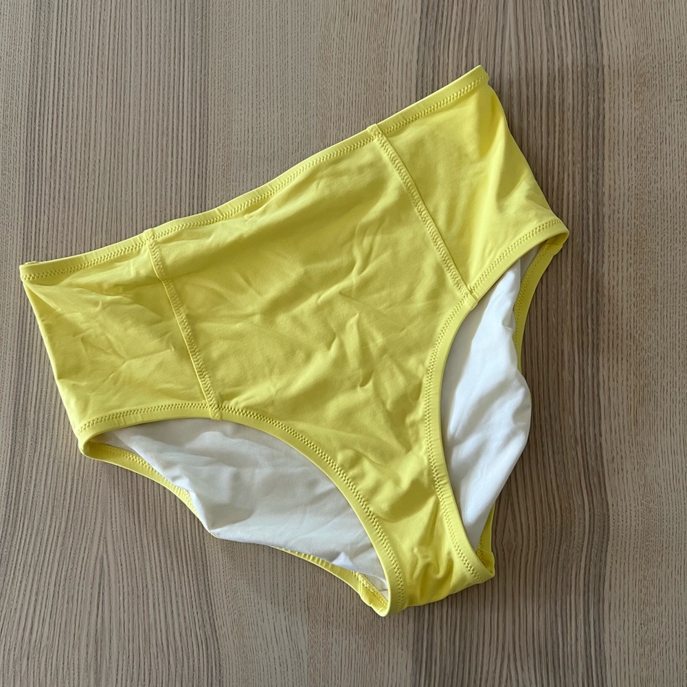 Lands' End Chlorine Resistant UPF 50 Bright Yellow High-Rise Swim Bottom